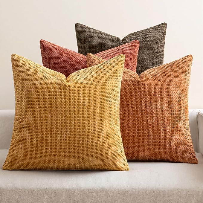 MIULEE Pack of 4 Orange/Yellow Couch Throw Pillow Covers 18x18 Inch Halloween by MIULEE