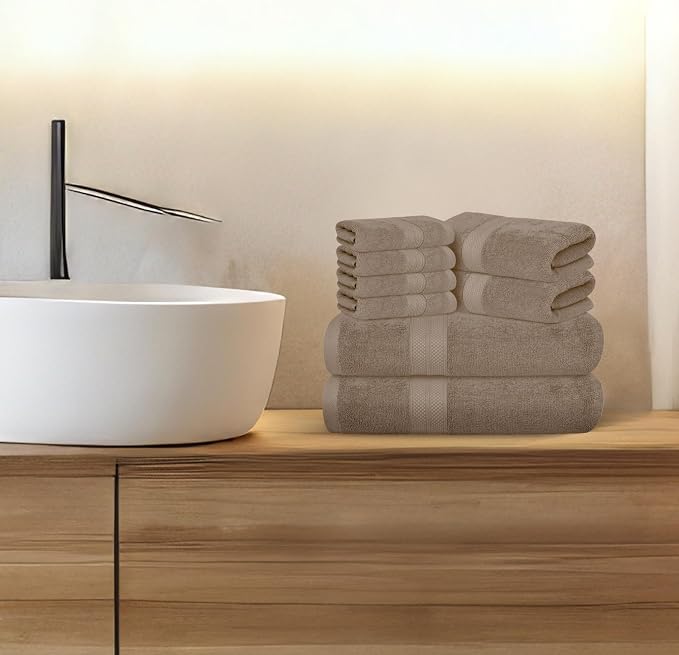 Avalon Towels Luxury 8 Piece Beige Towels Set, 2 Bath Towels, 2 Hand Towels and - Image 6