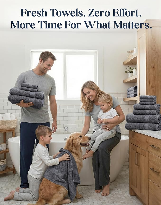 LANE LINEN 100% Cotton Bath Towels Set - Image 5