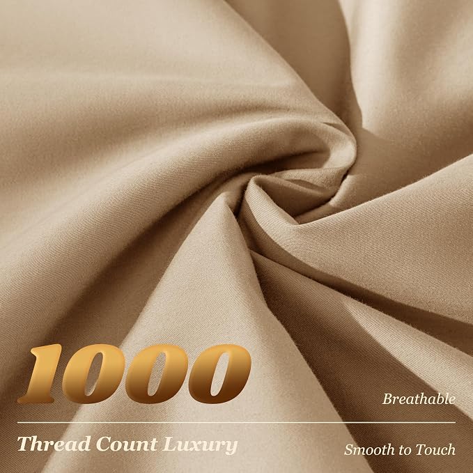 LBRO2M 100% Cotton Sheets Set Deep Pocket 19", 1000 Thread Count Full Size 4 - Image 4