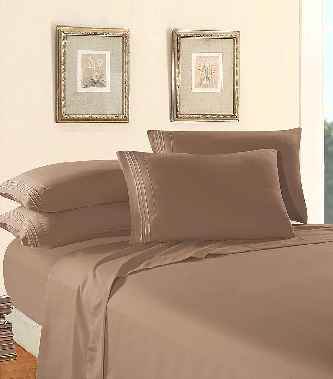 Elegant Comfort Luxury Soft 1500 Premier Hotel Quality 4-Piece Sheet Wrinkle - Image 3