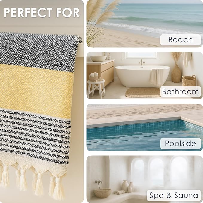 ATANI Turkish Beach Towel, Converts to a Bag, Oversized 100% Cotton Bath Towels - Image 5