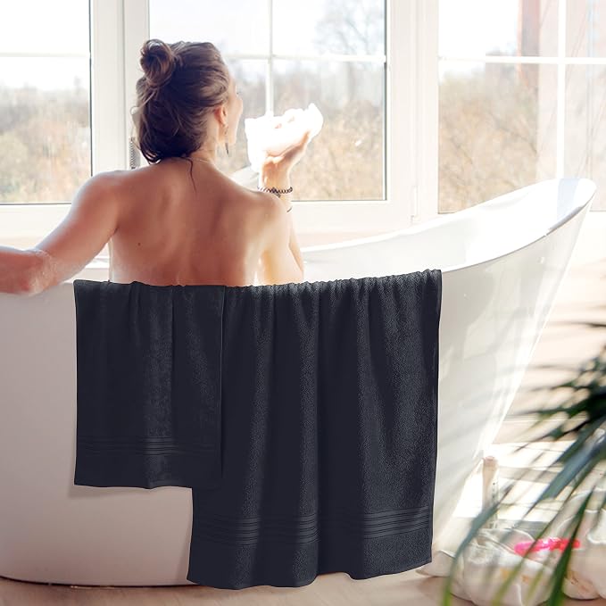BOUTIQUO 6 Pack Cotton Towel Set, Contains 2 Bath Towels 28x55 inch, 2 Hand - Image 4