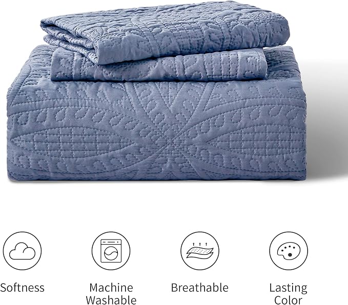 Love's cabin Quilts for Queen Bed Blue Bedspreads - Image 7