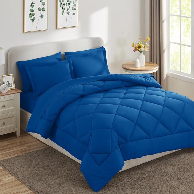 CozyLux Full Size Comforter Sets Classic Blue - Image 9