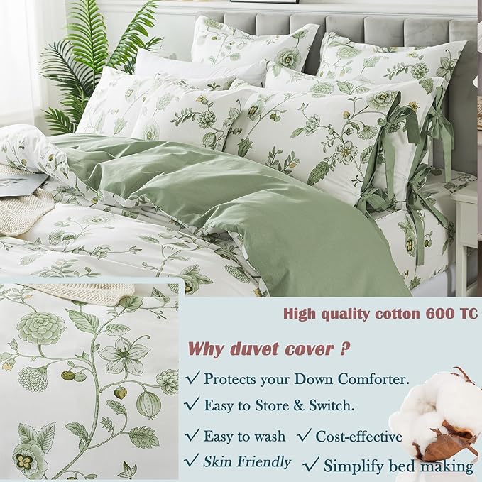 FADFAY Twin XL Duvet Cover Set Floral Bedding Set 100% Cotton College Bedding - Image 5