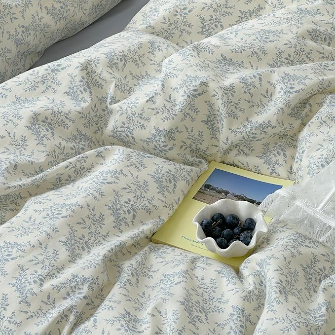 mixinni Blue Floral Duvet Cover King Size - Image 6