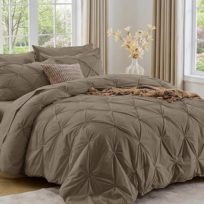 Sasttie Twin Comforter Set, 5-Piece Bed in a Bag, Pintuck Bedding Sets by SASTTIE