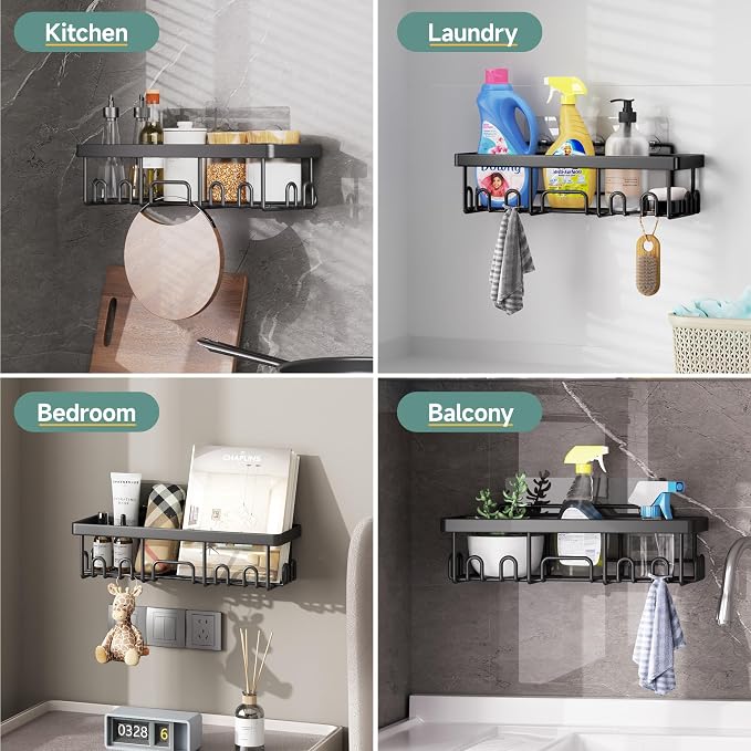 Veken Shower Caddy 6-Pack, Advanced Rustproof Design, No Drilling Adhesive - Image 9