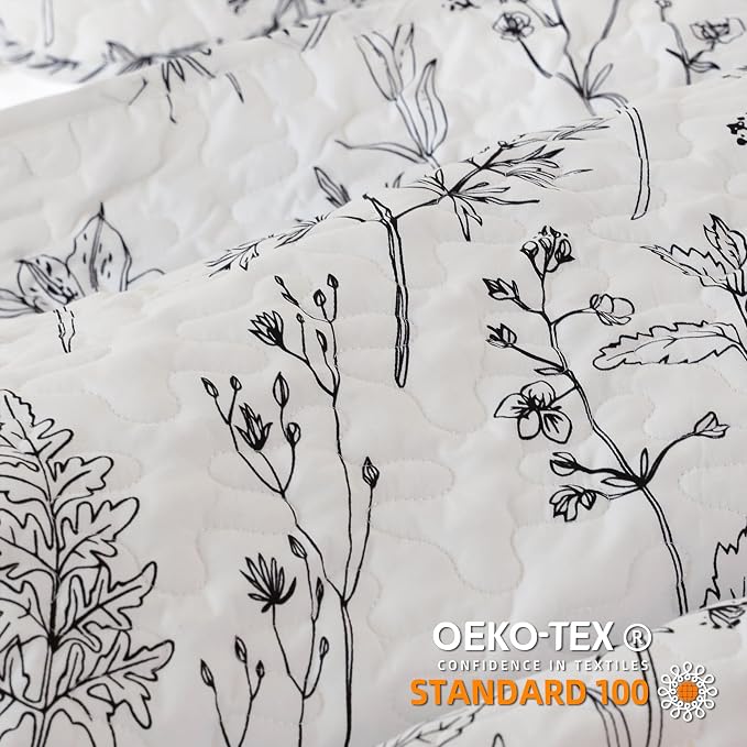 JANZAA Quilts Queen Size White Floral Bed Spread - Image 2