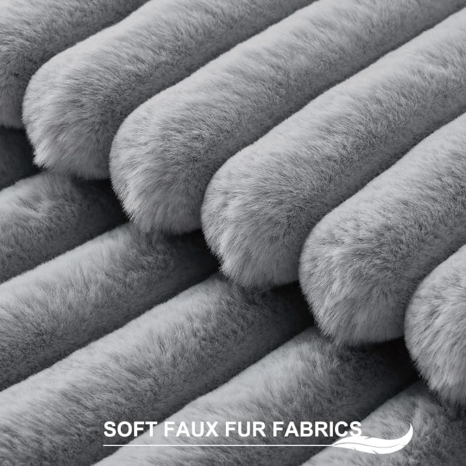 Pallene Faux Fur Plush Throw Pillow Covers 22x22 Set of 2, Luxury Soft Fluffy - Image 2