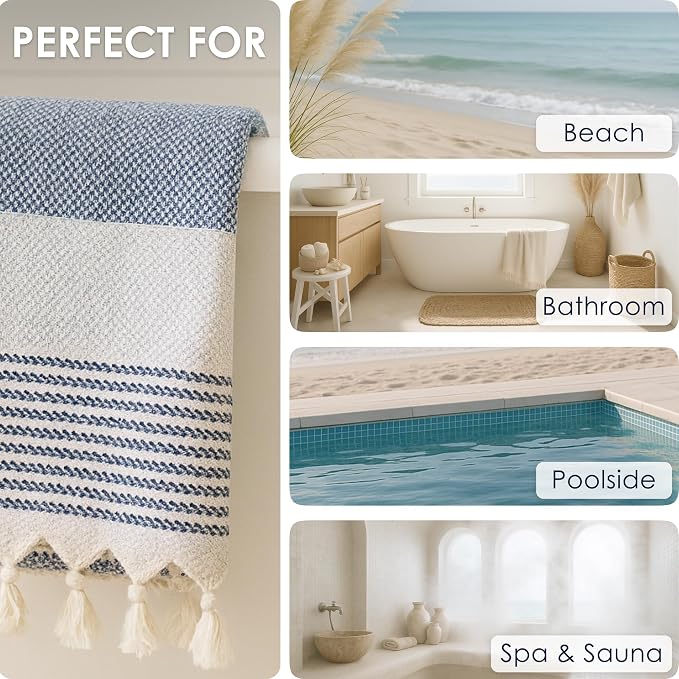 ATANI Turkish Beach Towel, Converts to a Bag, Oversized 100% Cotton Bath Towels - Image 5