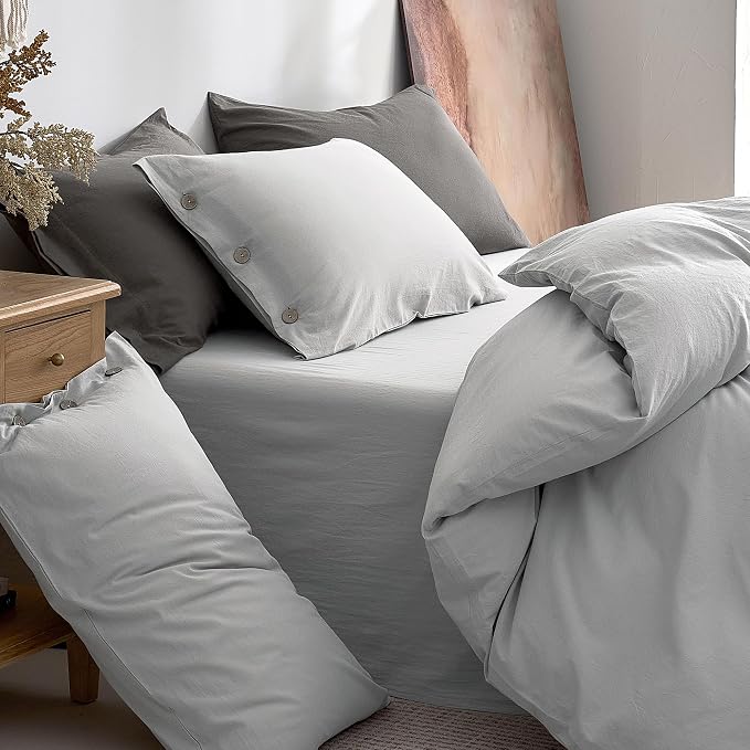 JELLYMONI 100% Washed Cotton Duvet Cover Queen – Soft, Breathable Linen-Look - Image 9