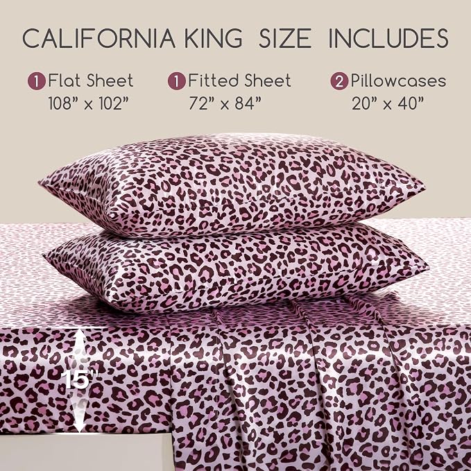 MR&HM Satin Bed Sheets, California King Size Sheets Set - Image 2