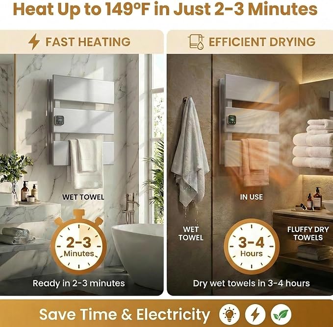 Electric Towel Warmer, Heated Towel Rack - Image 2