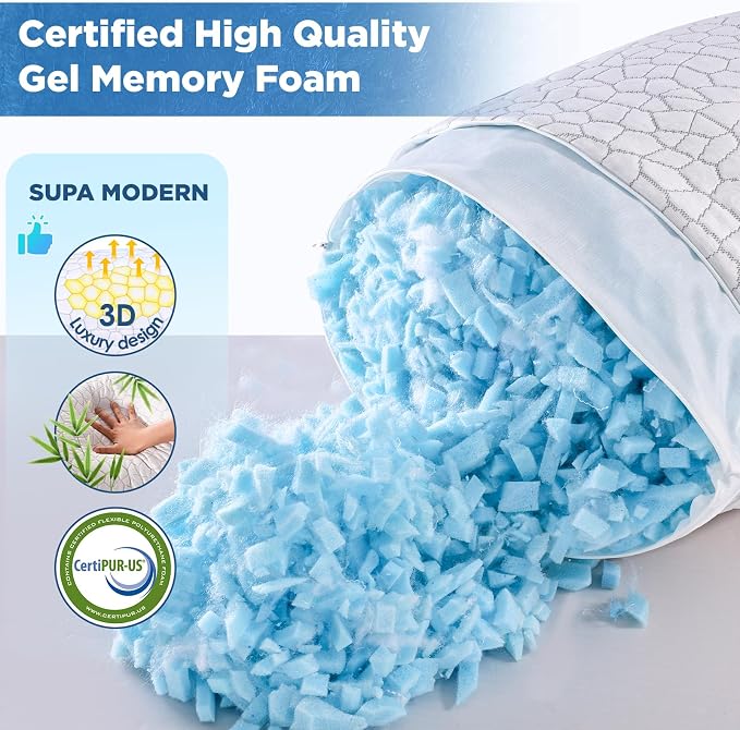 Cooling Bed Pillows for Sleeping 1 Pack Shredded Memory Foam Pillows Adjustable - Image 4