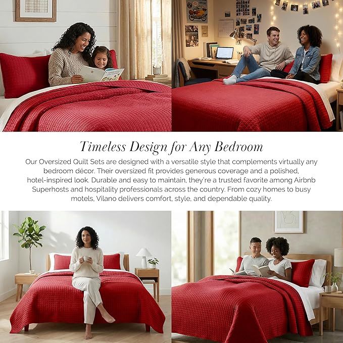 Southshore Fine Living, Inc. Red Quilt King Size Set - Image 6