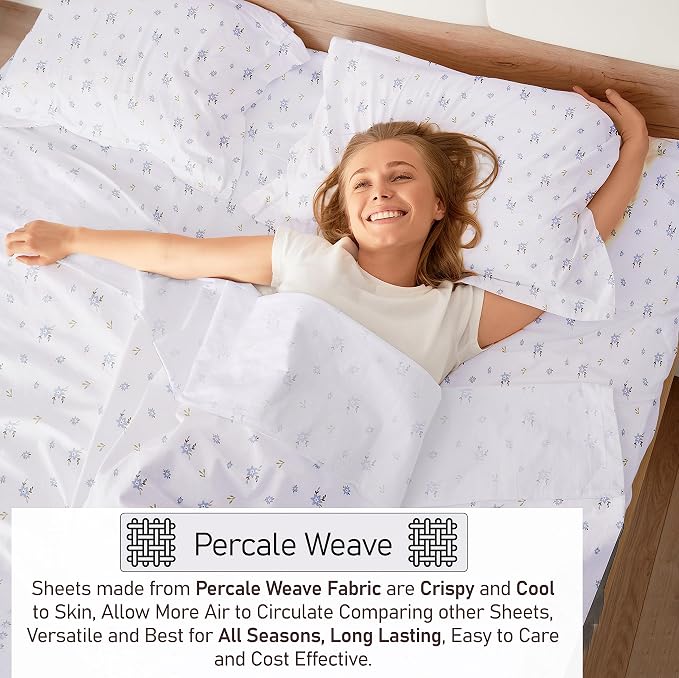 RUVANTI 100% Cotton Sheets – Full Size Percale Bedding, Cooling & Breathable - Image 3