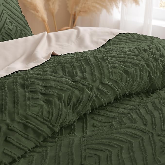 Andency Olive Green Oversized King Comforter 128''x120'', 3 Pieces Soft Boho - Image 5