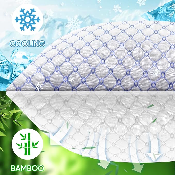 OAISZ Cooling Pillow Queen Size Set of 2, Shredded Memory Foam Bed Pillows - Image 2