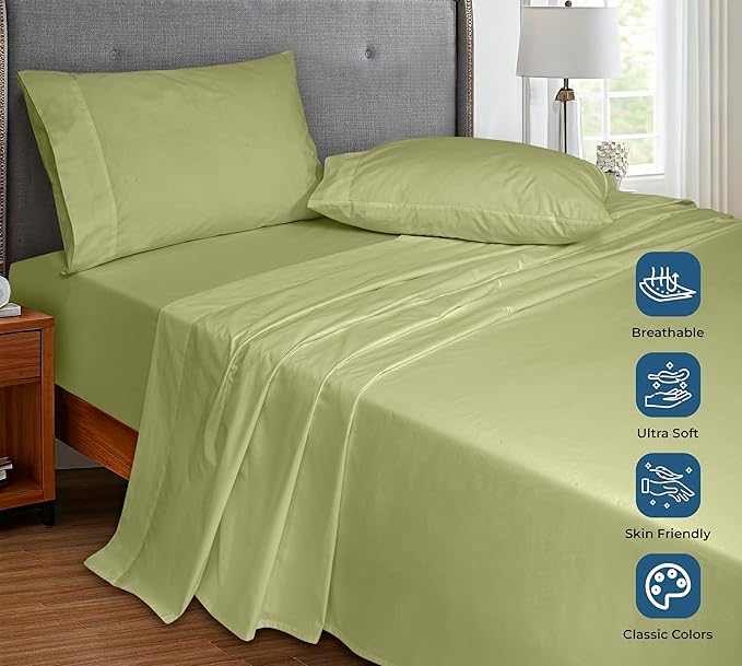 Royale Linens 100% Organic Cotton Twin XL Flat Sheet Only - Image 4