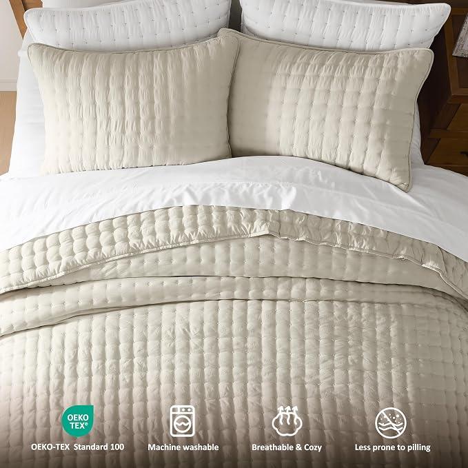 WDCOZY Beige Twin Quit Size Bedding Sets - Image 7