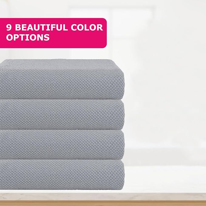 CASA COPENHAGEN EcoPop 4Pcs 100% Cotton Large Designer Towels Gift Set- Grey - Image 2