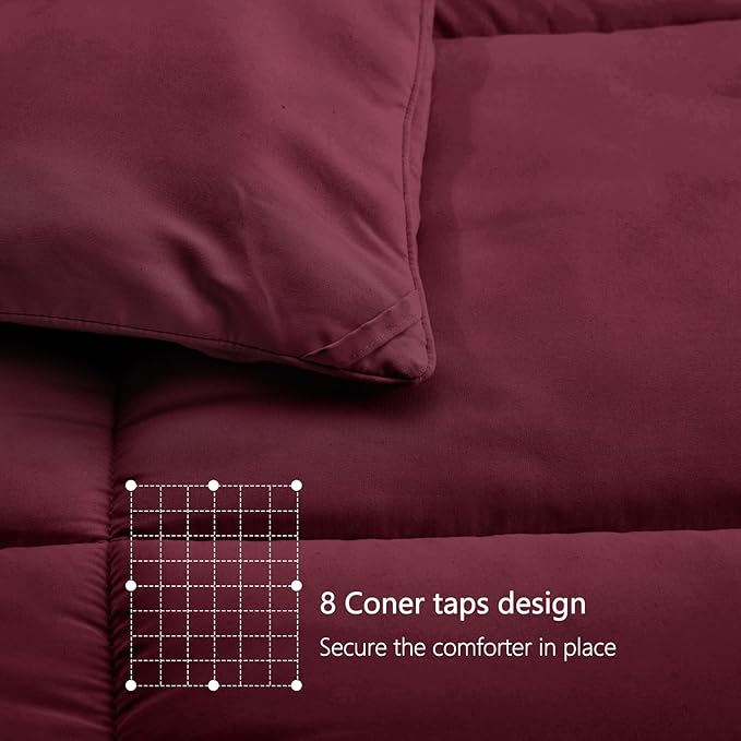 TEXARTIST Premium 2100 Series King Comforter All Season Breathable Burgundy - Image 5