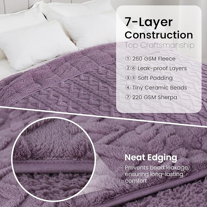 Drewin Weighted Blanket for Adults Twin Size, 15 lbs Stylish Jacquard Sherpa - Image 6