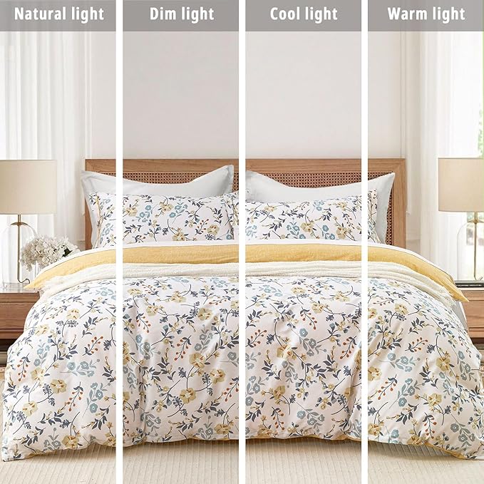 LEMIROE Yellow Floral Cotton Comforter King Size - Image 6