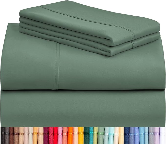 LuxClub 4 PC Queen Sheet Set, Breathable Luxury Bed Sheets, Deep Pockets 18" by LuxClub