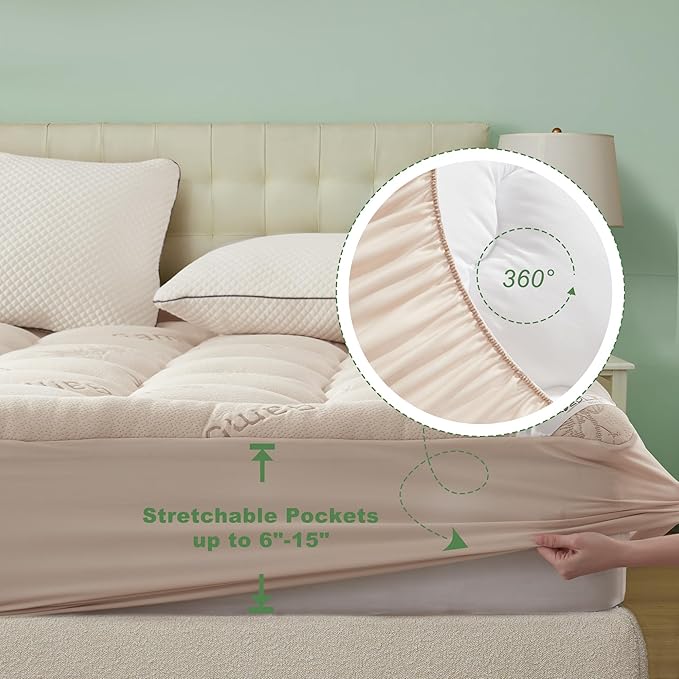 BEDLORE Twin XL Mattress Topper Viscose Derived from Bamboo, Thick Pillow Top - Image 6