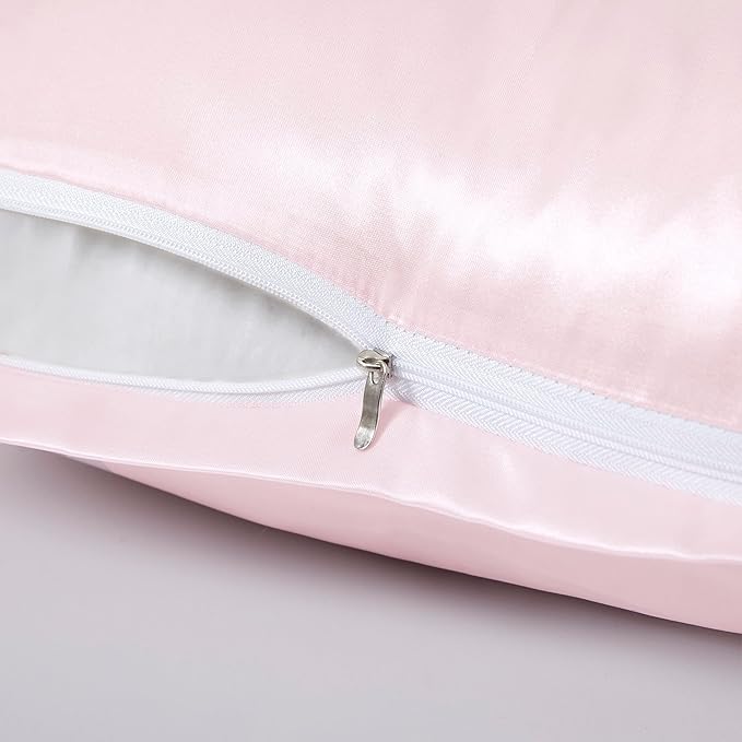 Satin Pillowcases with Zipper （20x36）, King Size Pillowcases Set of 2, Blush - Image 3