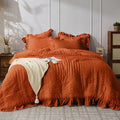 JOLLYVOGUE Burnt Orange Twin Size Comforter Set, 2 Pieces Seersucker by JOLLYVOGUE