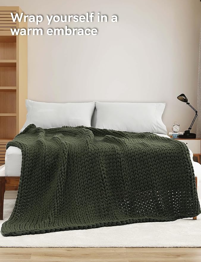YnM Cotton Weighted Blanket, Handmade Chunky Knitted Design, Soft and Cozy - Image 3