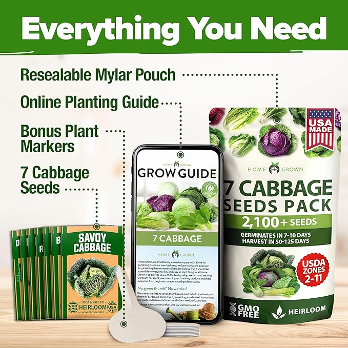 HOME GROWN Cabbage Seeds 7 Variety Mix 2000+ Heirloom Non-GMO, High Germination - Image 7