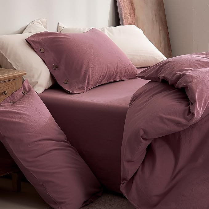 JELLYMONI 100% Washed Cotton Duvet Cover King – Soft, Breathable Linen-Look - Image 9