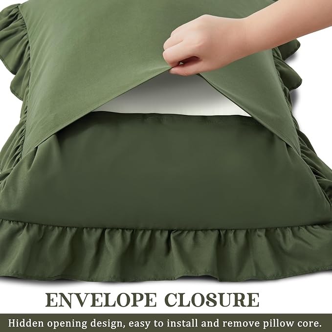 KKJIAF Ruffle Pillow Cases Standard Size Set of 2, Ruffled Pillow Covers - Image 5