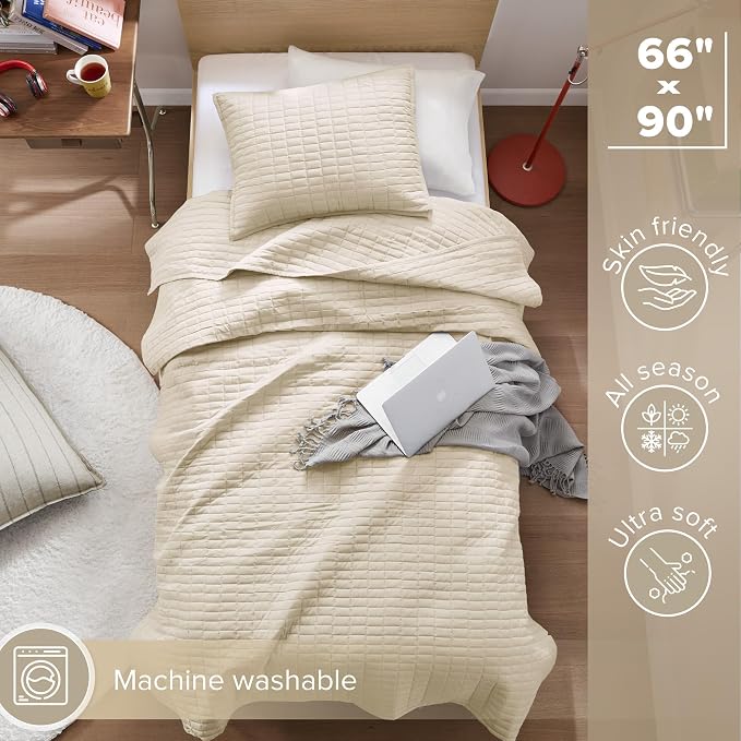 Comfort Spaces Kienna Quilt Set- Double Sided Stitching Design Summer Blanket - Image 3