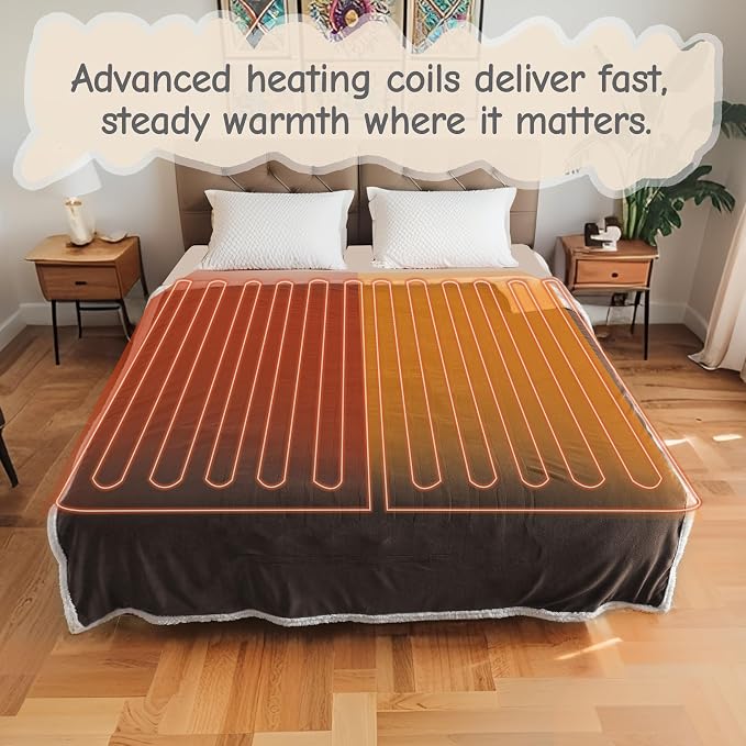 Electric Heated Blanket Throw Size 50"x60", Soft Flannel - Image 6