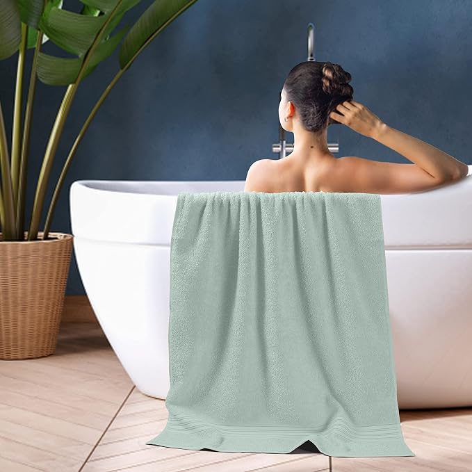 BOUTIQUO 100% Cotton 2 Pack Bath Towel Set 28x55, Eco-Friendly Large Bath Towels - Image 5