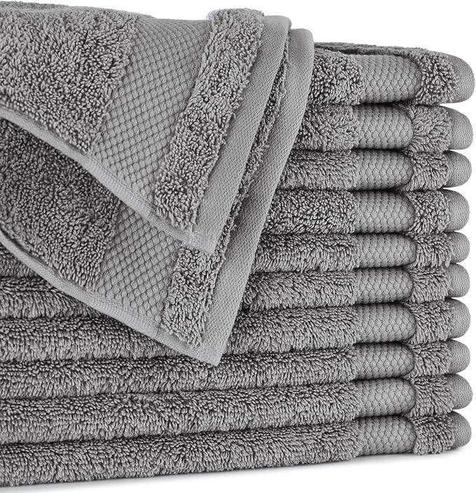BIOWEAVES 100% Organic Cotton 700 GSM Plush Washcloths 13" x 13" GOTS Certified by BIOWEAVES