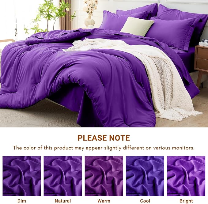 MUXHOMO 7 Pieces King Comforter Set, Soft Bed in a Bag King Size, All Season - Image 7