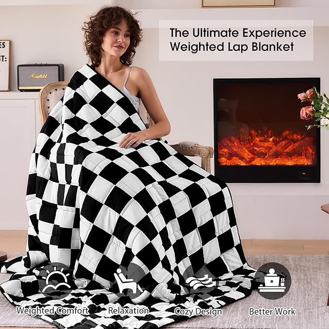 Black Checkered Weighted Blanket - Image 3