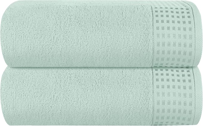 GLAMBURG 100% Cotton Oversized 2 Pack Bath Sheets 35x70, Ultra Soft Highly by GLAMBURG