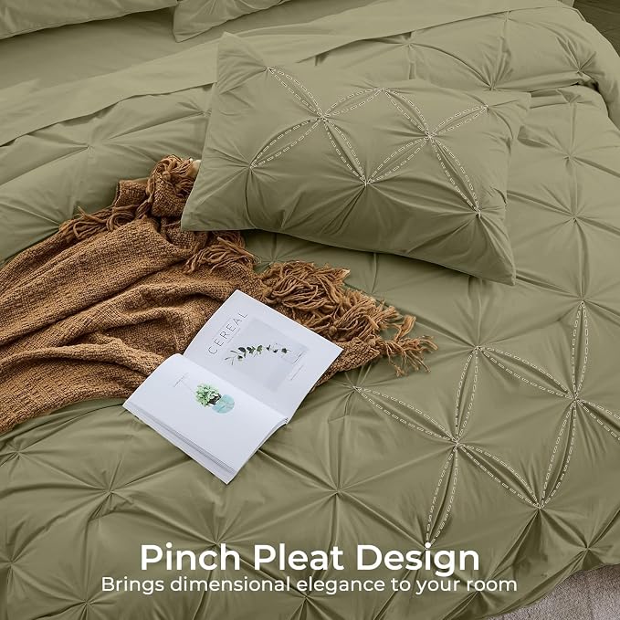 Sasttie King Size Comforter Set, 7-Piece Bed in a Bag, Pintuck Bedding Sets - Image 4