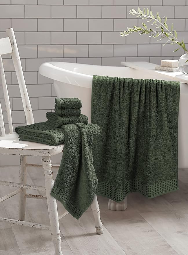GLAMBURG 100% Cotton Ultra Soft 6 Pack Towel Set, Contains 2 Bath Towels 28x55 - Image 3