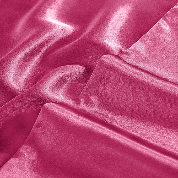 Aormenzy Satin Pillow Cases for Women King Size Set of 2, Hot Pink Satin - Image 7
