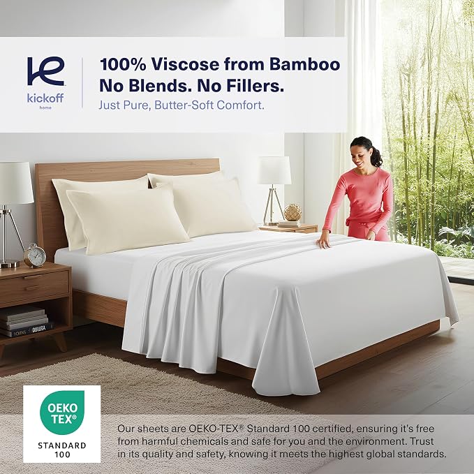 Kickoff Viscose Bamboo Pillowcase, 100% Organic Hidden Zippered Viscose Bamboo - Image 2