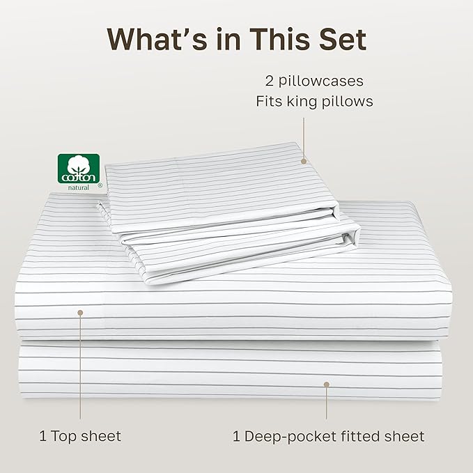 California Design Den Soft Cotton Cal King Size Bed Sheets Set, 400 TC Good - Image 4